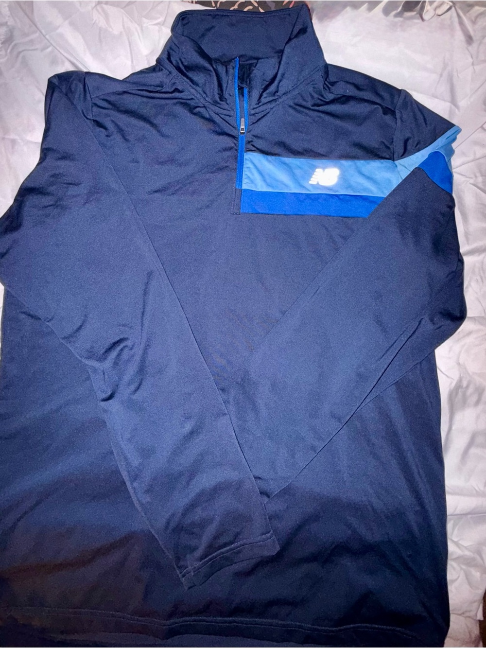 New Balance Navy Lightweight Quarter-Zip with Light Blue Accent